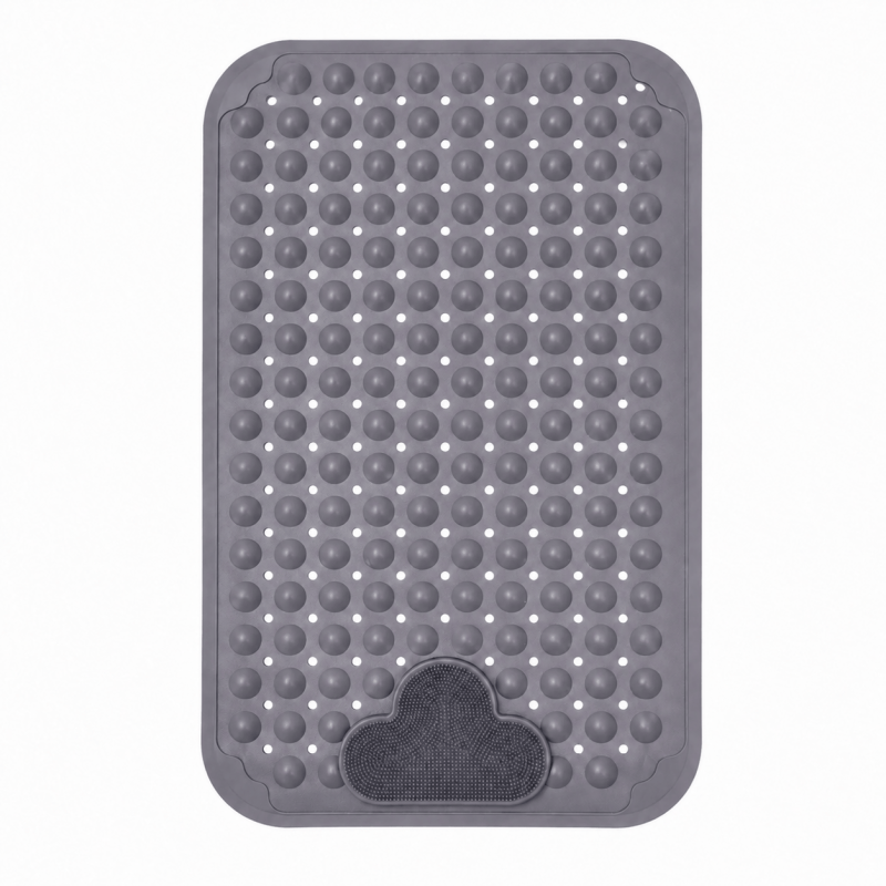 Grey non-slip bath and shower mat