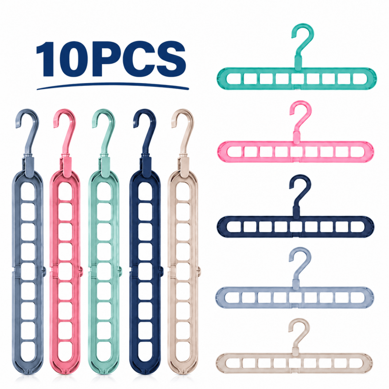 10 pack 9-hole space-saving clothes hangers